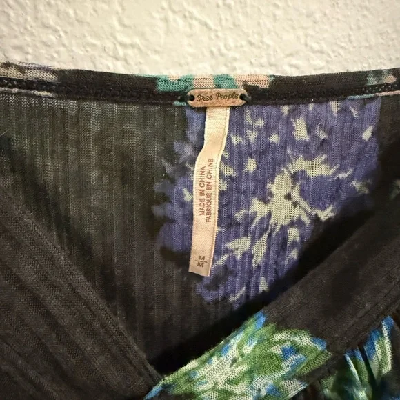 Free People Black Floral Peplum Cami Top Size M - Picture 3 of 5